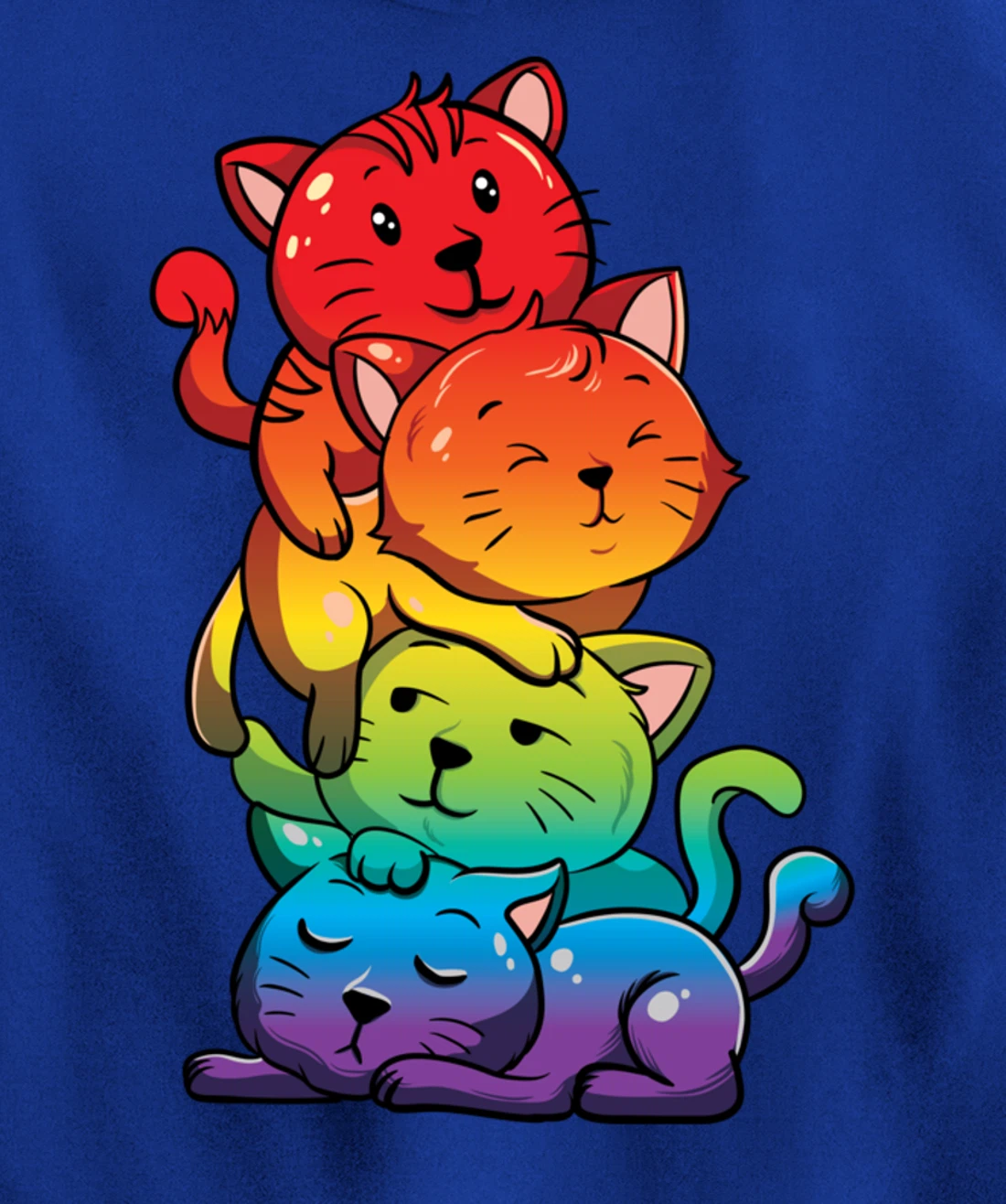 Kawaii Cat Pile LGBT Gay Pride Flag Kittens Pullover Hoodie