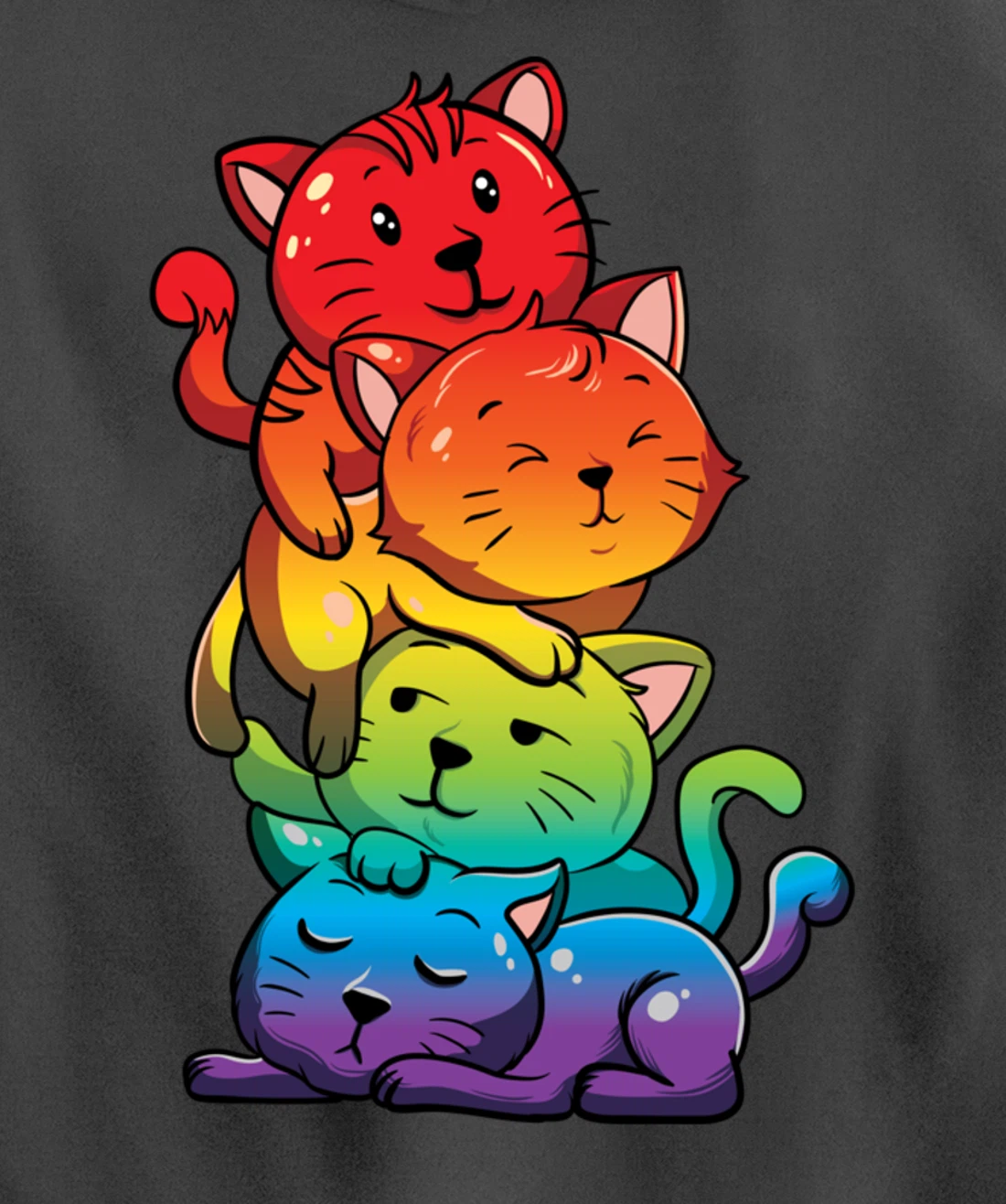 Kawaii Cat Pile LGBT Gay Pride Flag Kittens Pullover Hoodie