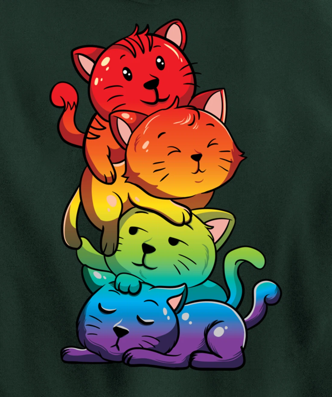 Kawaii Cat Pile LGBT Gay Pride Flag Kittens Pullover Hoodie