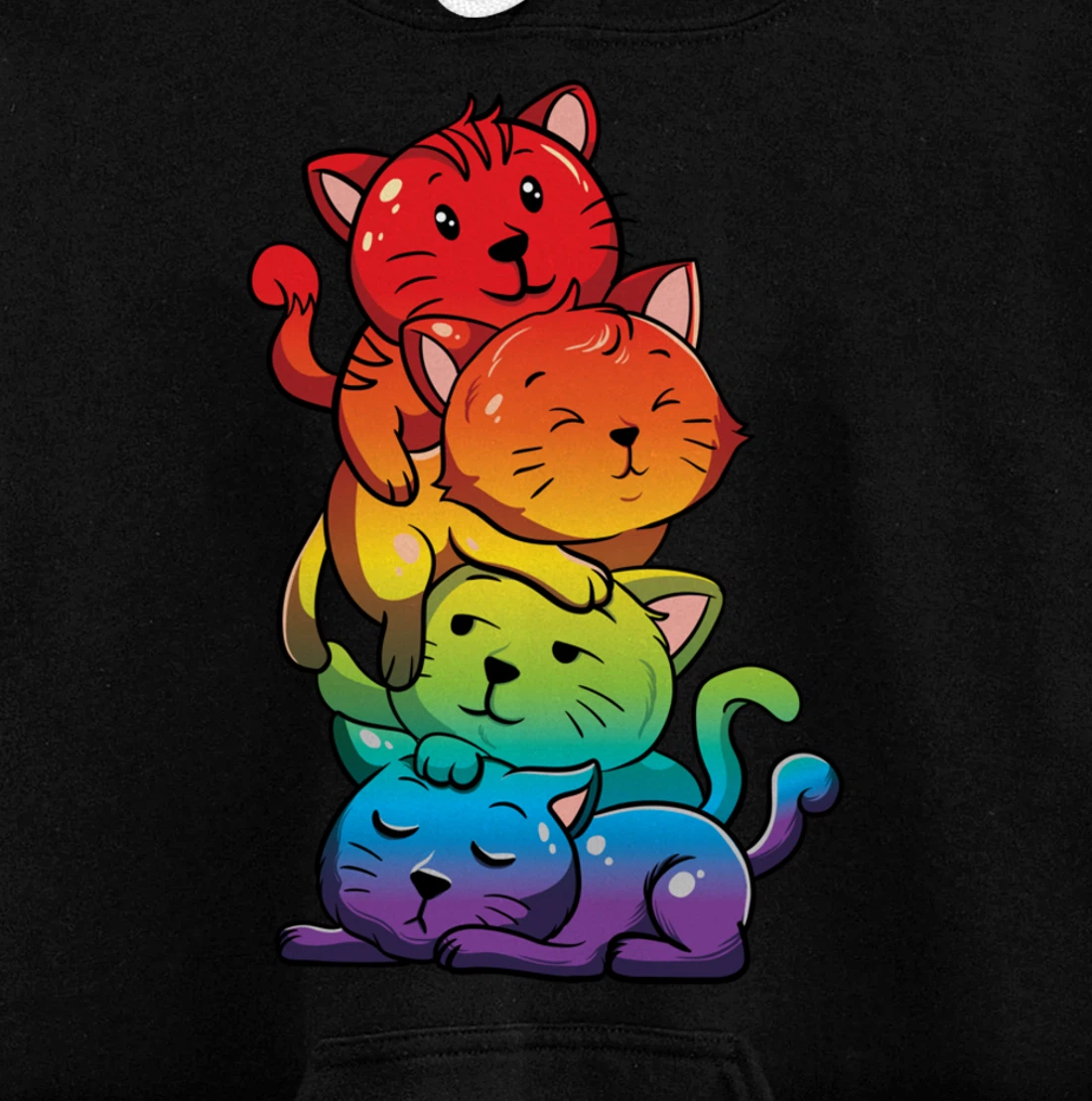 Kawaii Cat Pile LGBT Gay Pride Flag Kittens Pullover Hoodie