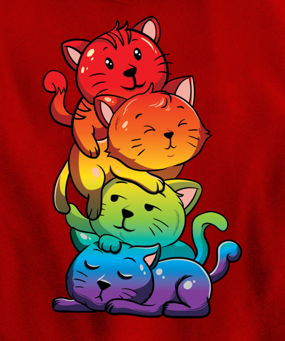 Kawaii Cat Pile LGBT Gay Pride Flag Kittens Pullover Hoodie