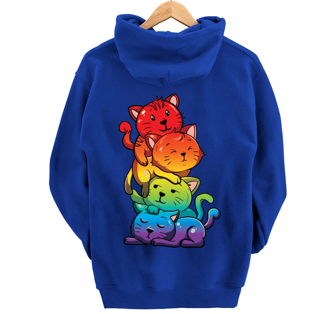 Kawaii Cat Pile LGBT Gay Pride Flag Kittens Pullover Hoodie