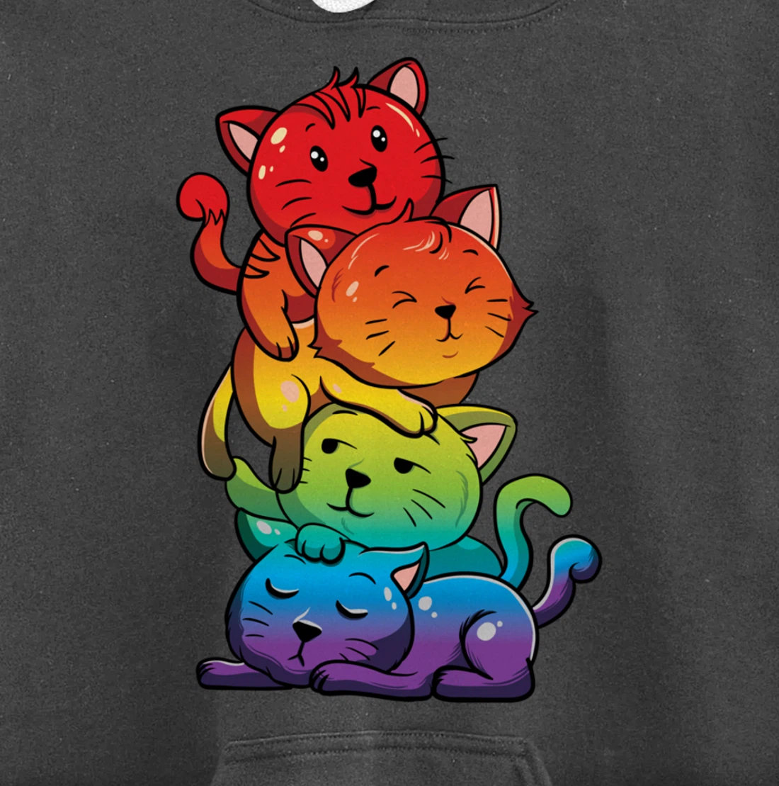 Kawaii Cat Pile LGBT Gay Pride Flag Kittens Pullover Hoodie