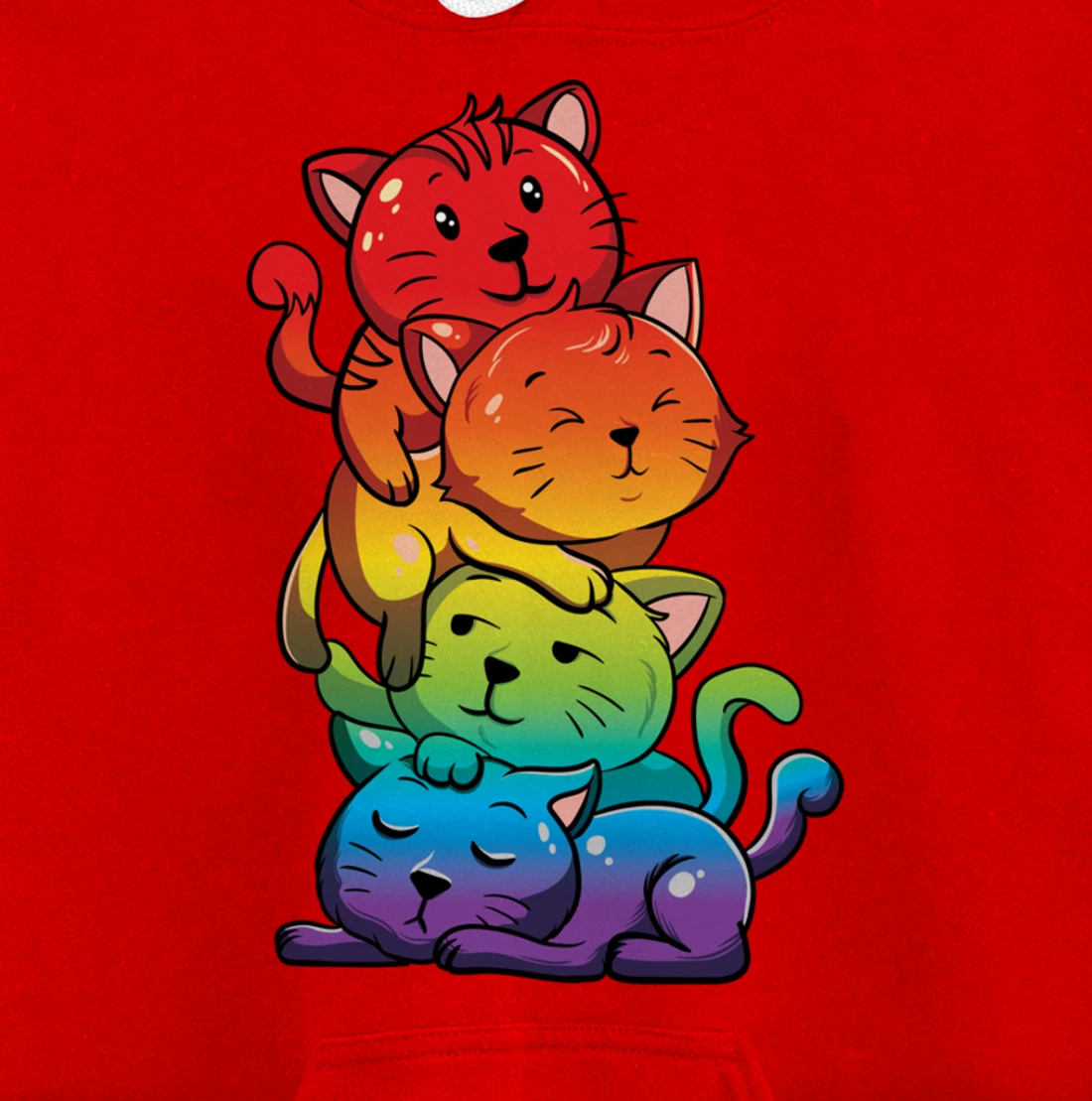 Kawaii Cat Pile LGBT Gay Pride Flag Kittens Pullover Hoodie