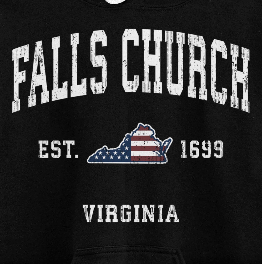 Falls Church Virginia VA Vintage American Flag Sports Design Pullover Hoodie