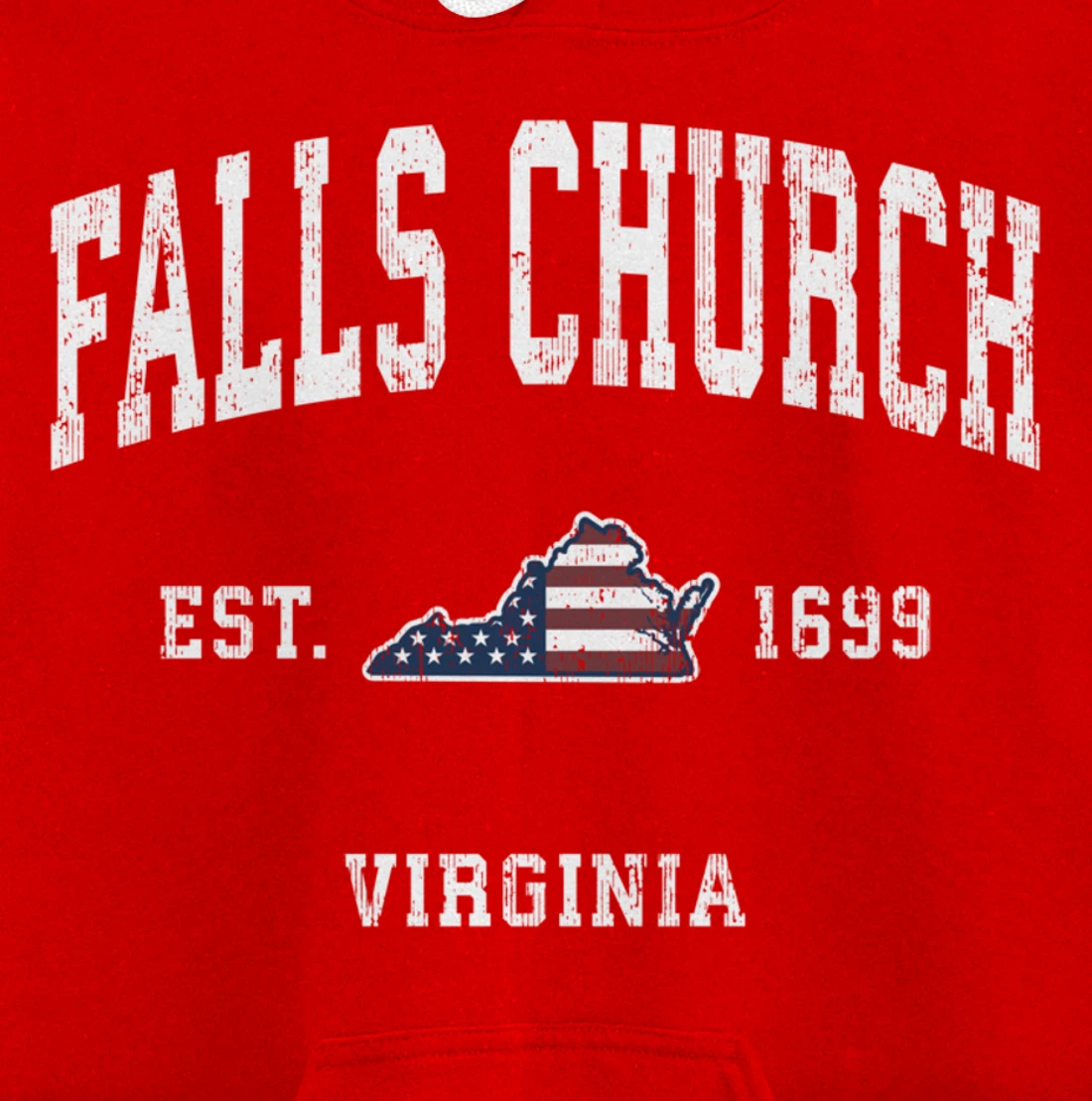 Falls Church Virginia VA Vintage American Flag Sports Design Pullover Hoodie