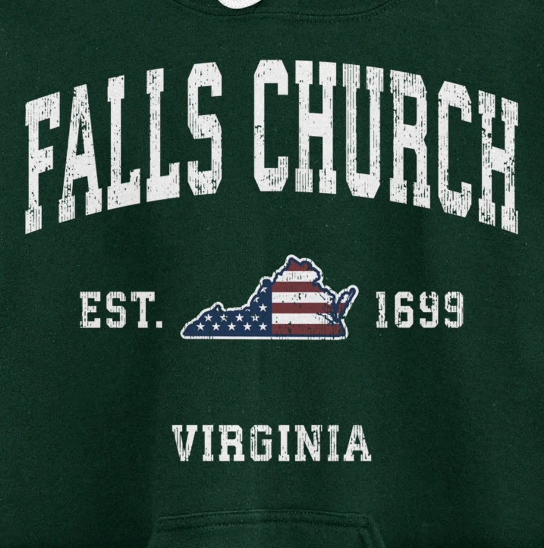 Falls Church Virginia VA Vintage American Flag Sports Design Pullover Hoodie