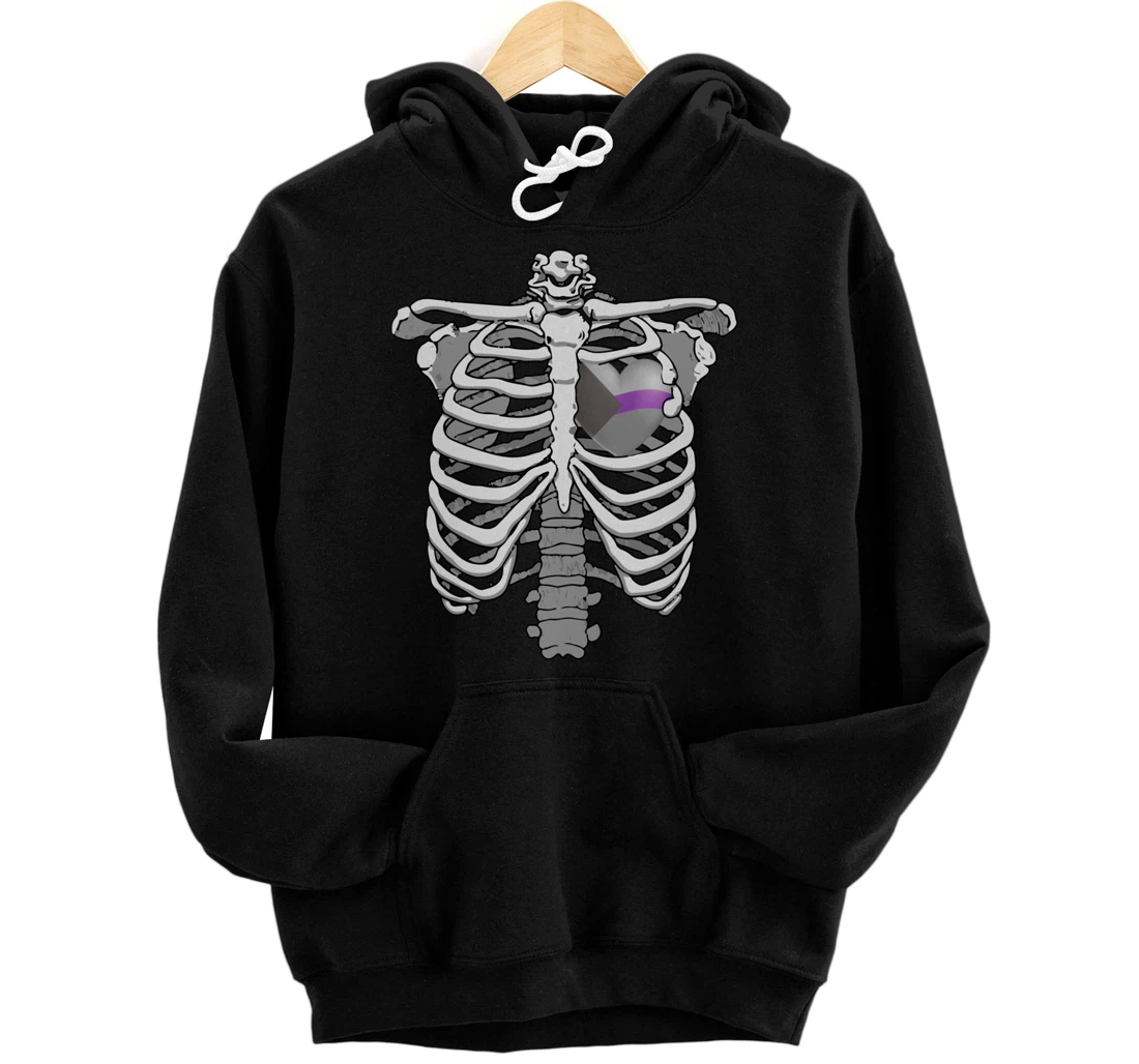 Demigirl Heart Ribcage Proud Gift for Demisexual Pride Flag Pullover Hoodie