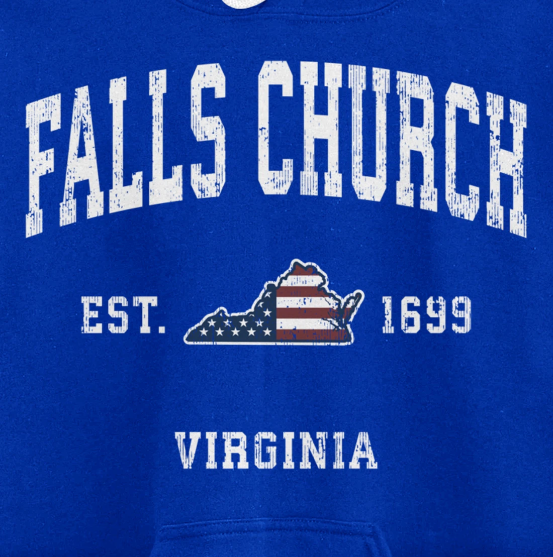 Falls Church Virginia VA Vintage American Flag Sports Design Pullover Hoodie