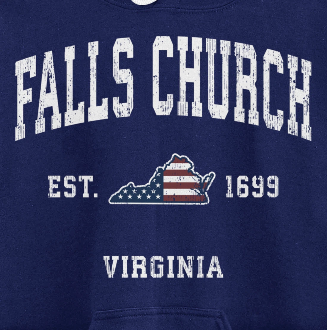Falls Church Virginia VA Vintage American Flag Sports Design Pullover Hoodie