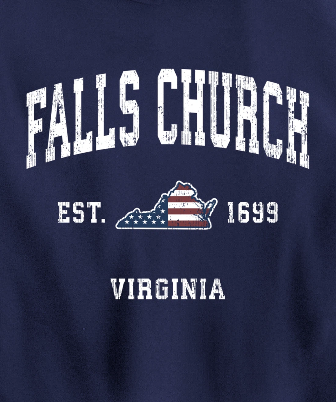 Falls Church Virginia VA Vintage American Flag Sports Design Pullover Hoodie
