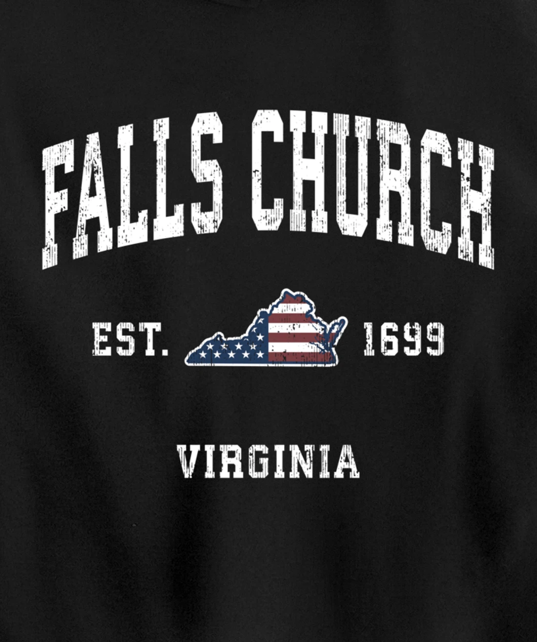 Falls Church Virginia VA Vintage American Flag Sports Design Pullover Hoodie
