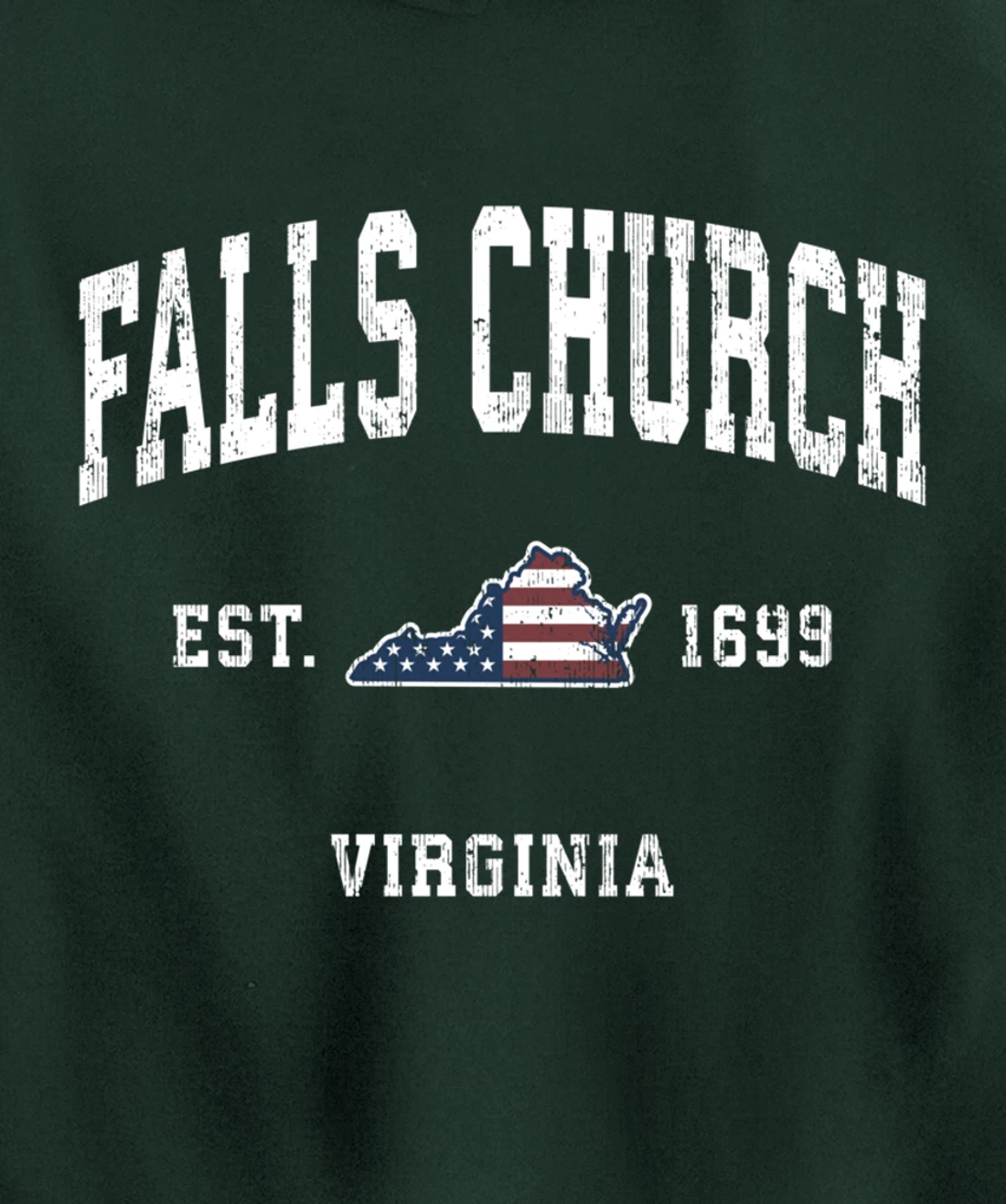 Falls Church Virginia VA Vintage American Flag Sports Design Pullover Hoodie