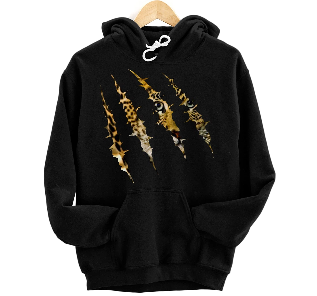 Leopard Face Cats Claw Pullover Hoodie