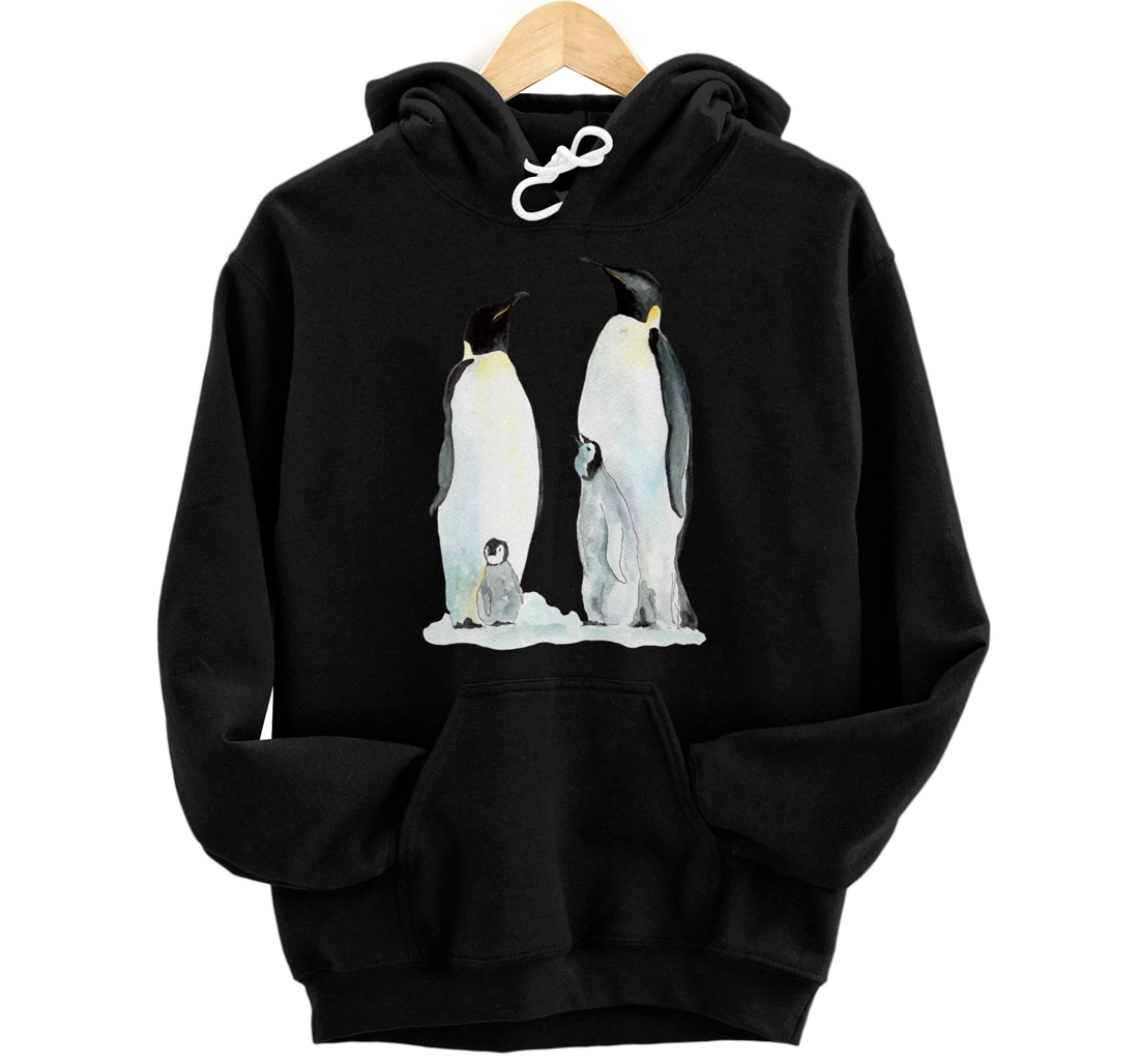 Penguin family two children Pullover Hoodie