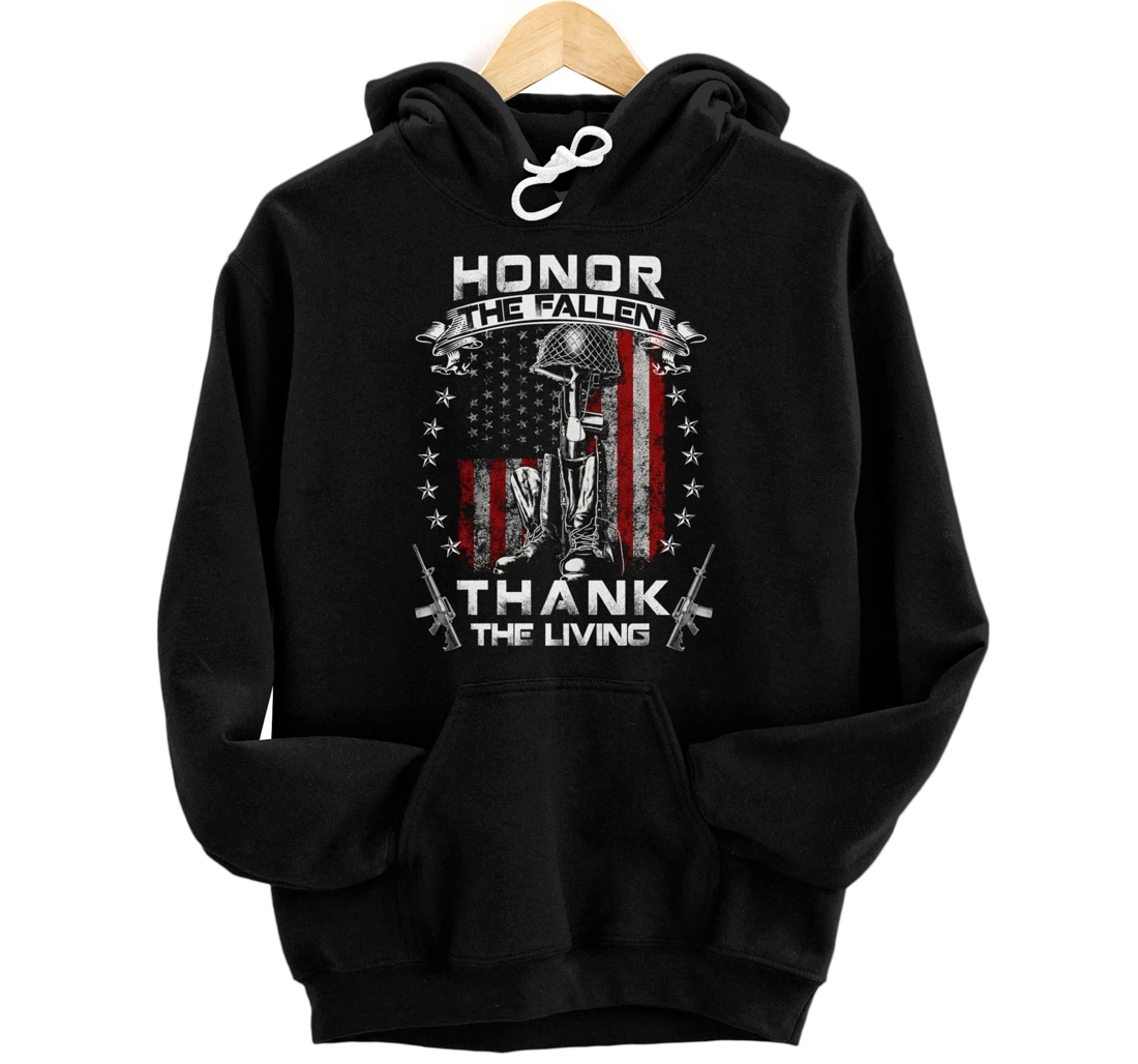 Honor The Fallen Thank The Living Veteran Day Veteran Flag Pullover Hoodie