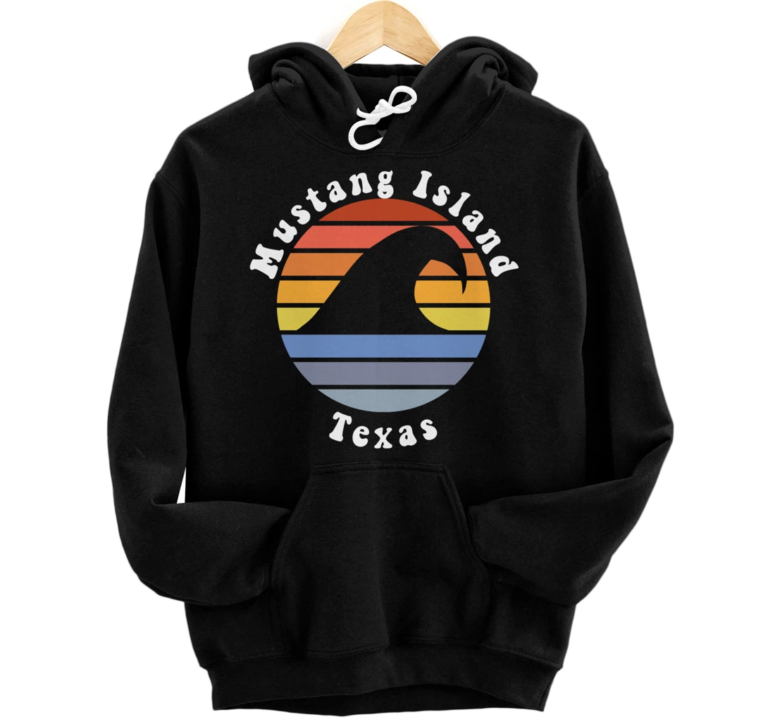 TX Wave in Mustang Island Texas Beach Vacation Souvenir Pullover Hoodie