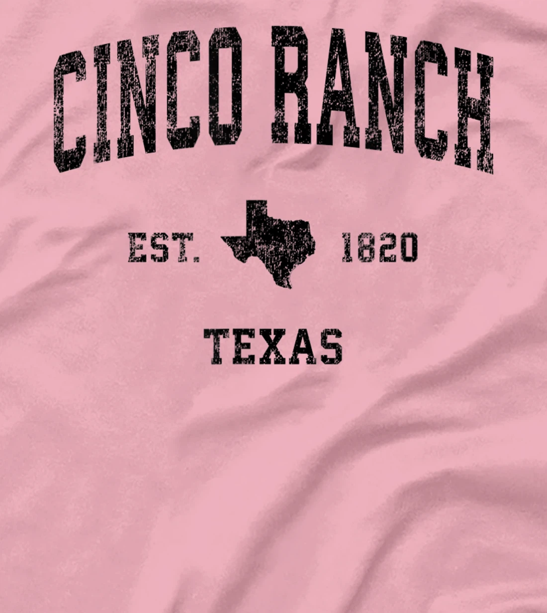 Womens Cinco Ranch Texas TX Vintage Sports Design Black Print T-Shirt