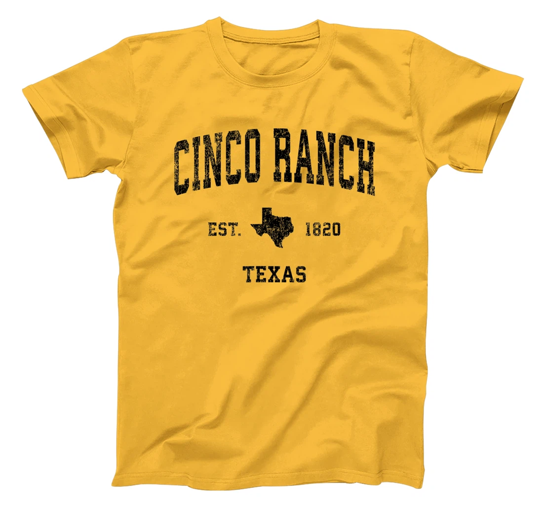 Womens Cinco Ranch Texas TX Vintage Sports Design Black Print T-Shirt