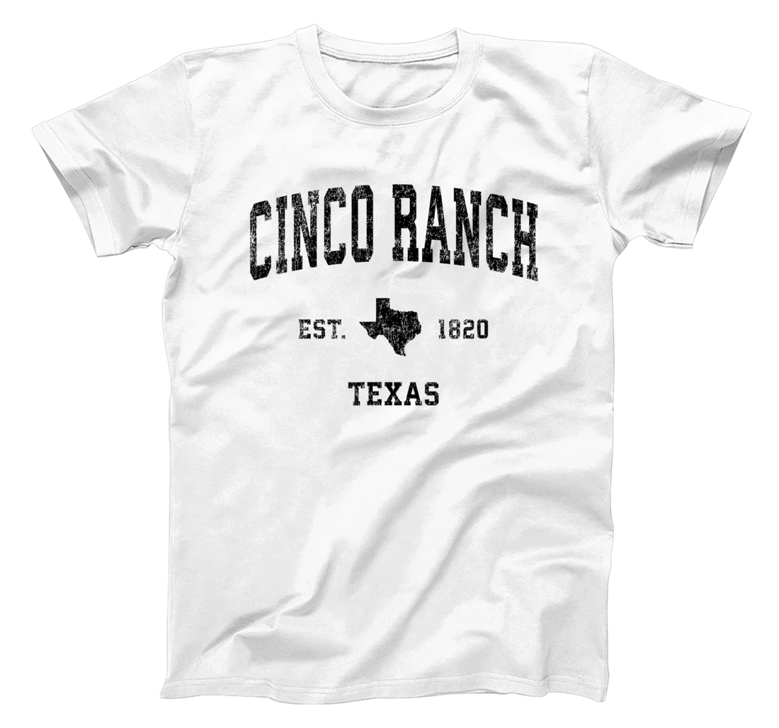 Womens Cinco Ranch Texas TX Vintage Sports Design Black Print T-Shirt