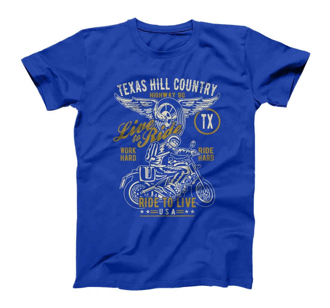 Texas Hill Country HWY 90 TX Motorcycle Distressed Design Premium T-Shirt