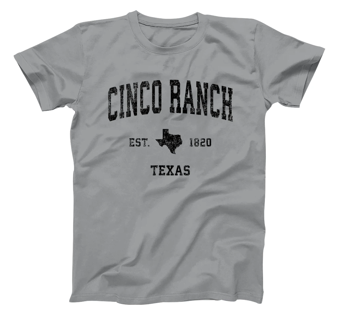 Womens Cinco Ranch Texas TX Vintage Sports Design Black Print T-Shirt
