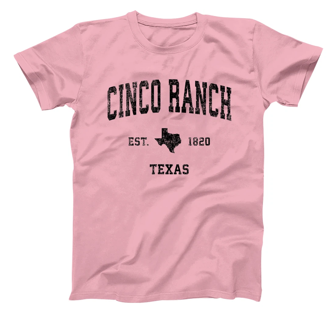 Womens Cinco Ranch Texas TX Vintage Sports Design Black Print T-Shirt