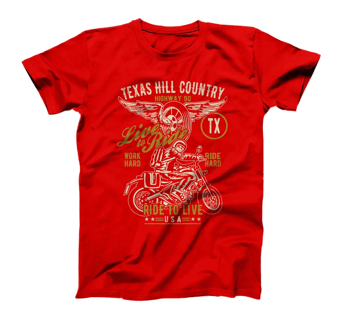 Texas Hill Country HWY 90 TX Motorcycle Distressed Design Premium T-Shirt