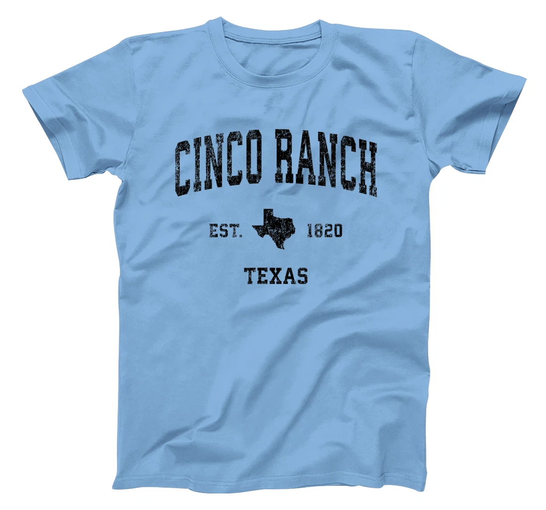 Womens Cinco Ranch Texas TX Vintage Sports Design Black Print T-Shirt