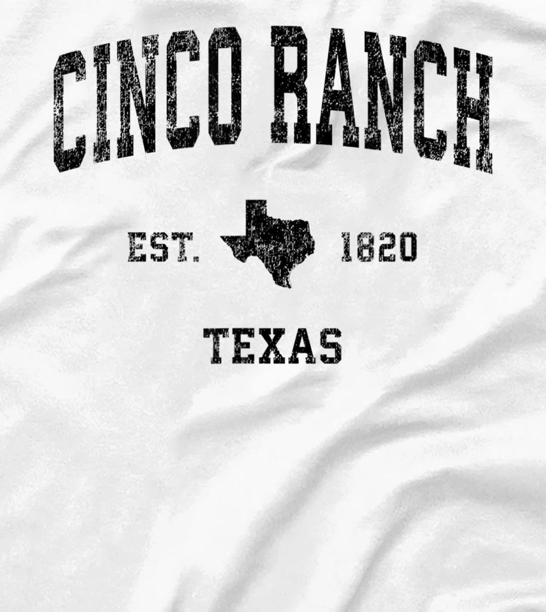 Womens Cinco Ranch Texas TX Vintage Sports Design Black Print T-Shirt