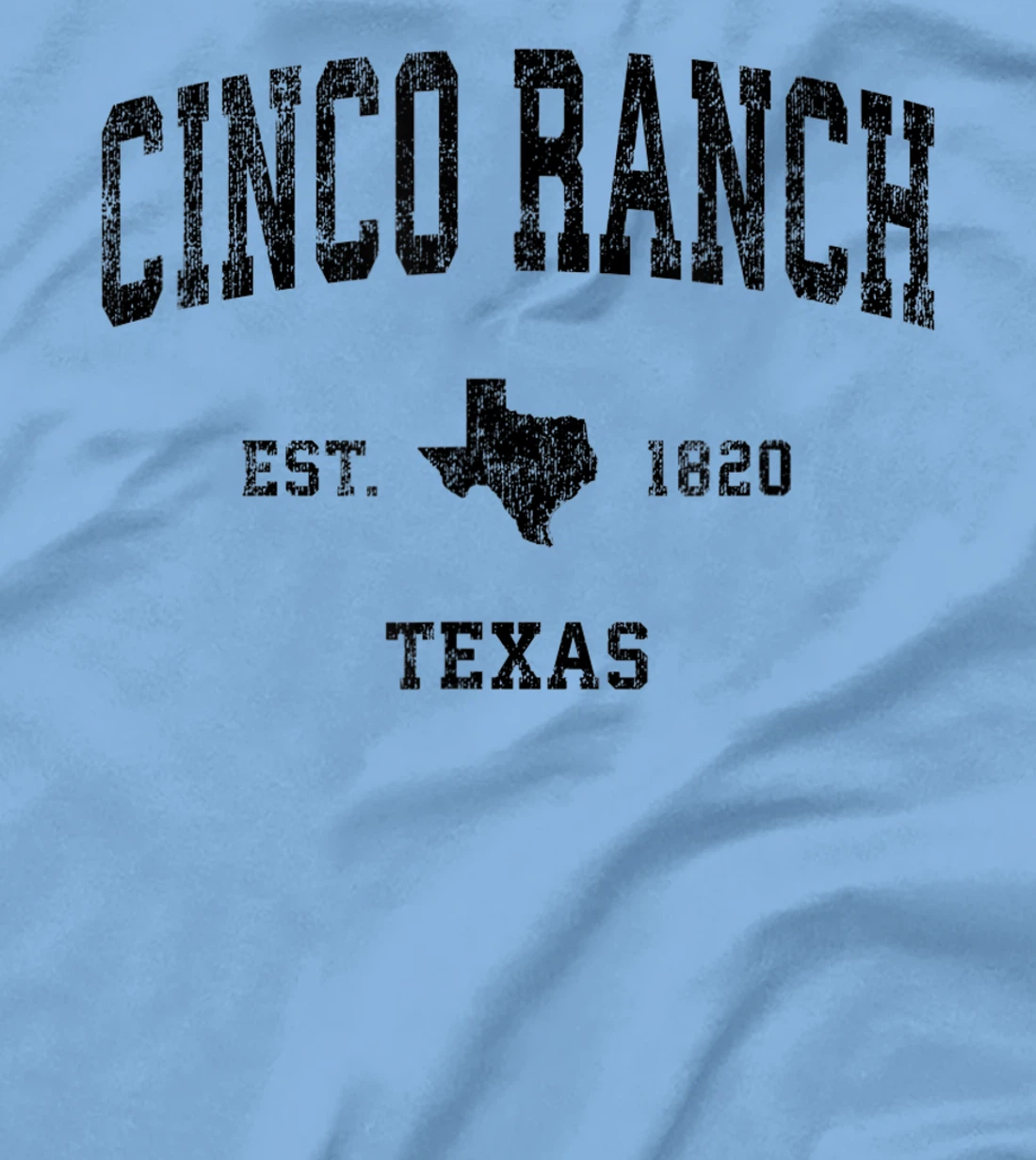 Womens Cinco Ranch Texas TX Vintage Sports Design Black Print T-Shirt