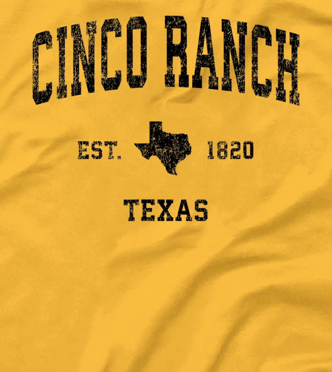 Womens Cinco Ranch Texas TX Vintage Sports Design Black Print T-Shirt