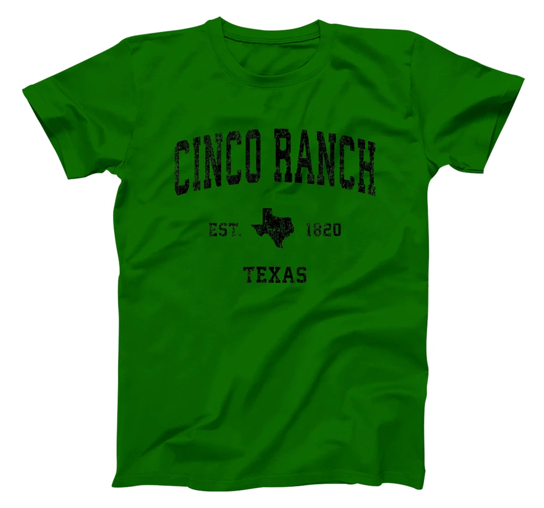 Womens Cinco Ranch Texas TX Vintage Sports Design Black Print T-Shirt