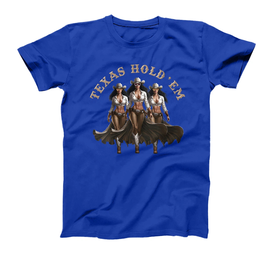 Womens Texas Hold'em Melanin Cowgirl Howdy Western Rodeo Texas T-Shirt