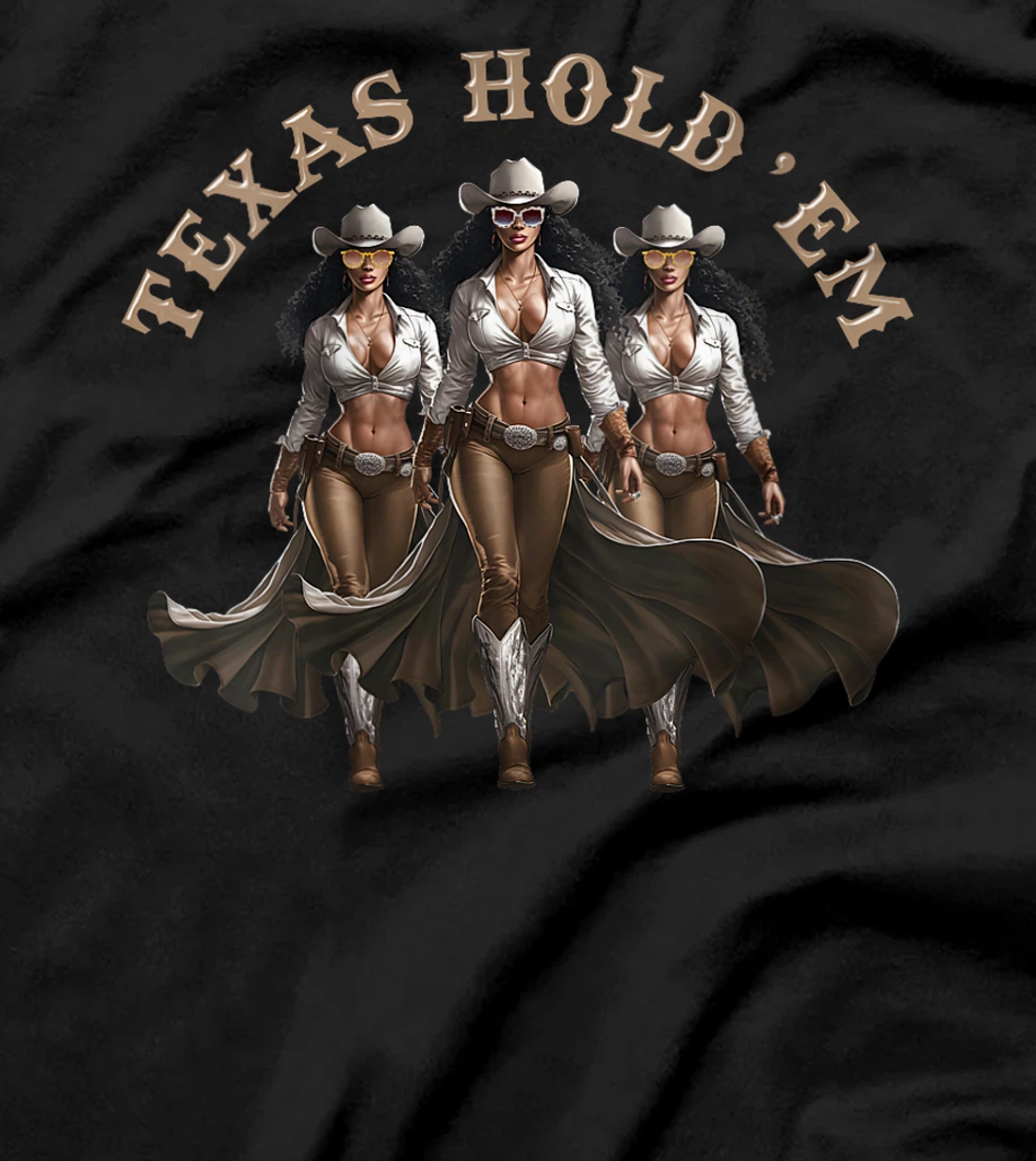Womens Texas Hold'em Melanin Cowgirl Howdy Western Rodeo Texas T-Shirt