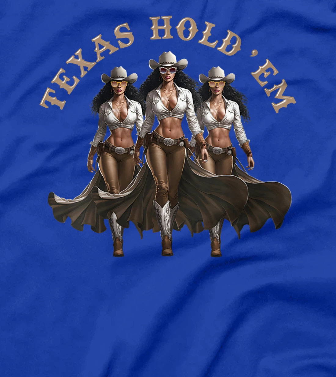 Womens Texas Hold'em Melanin Cowgirl Howdy Western Rodeo Texas T-Shirt