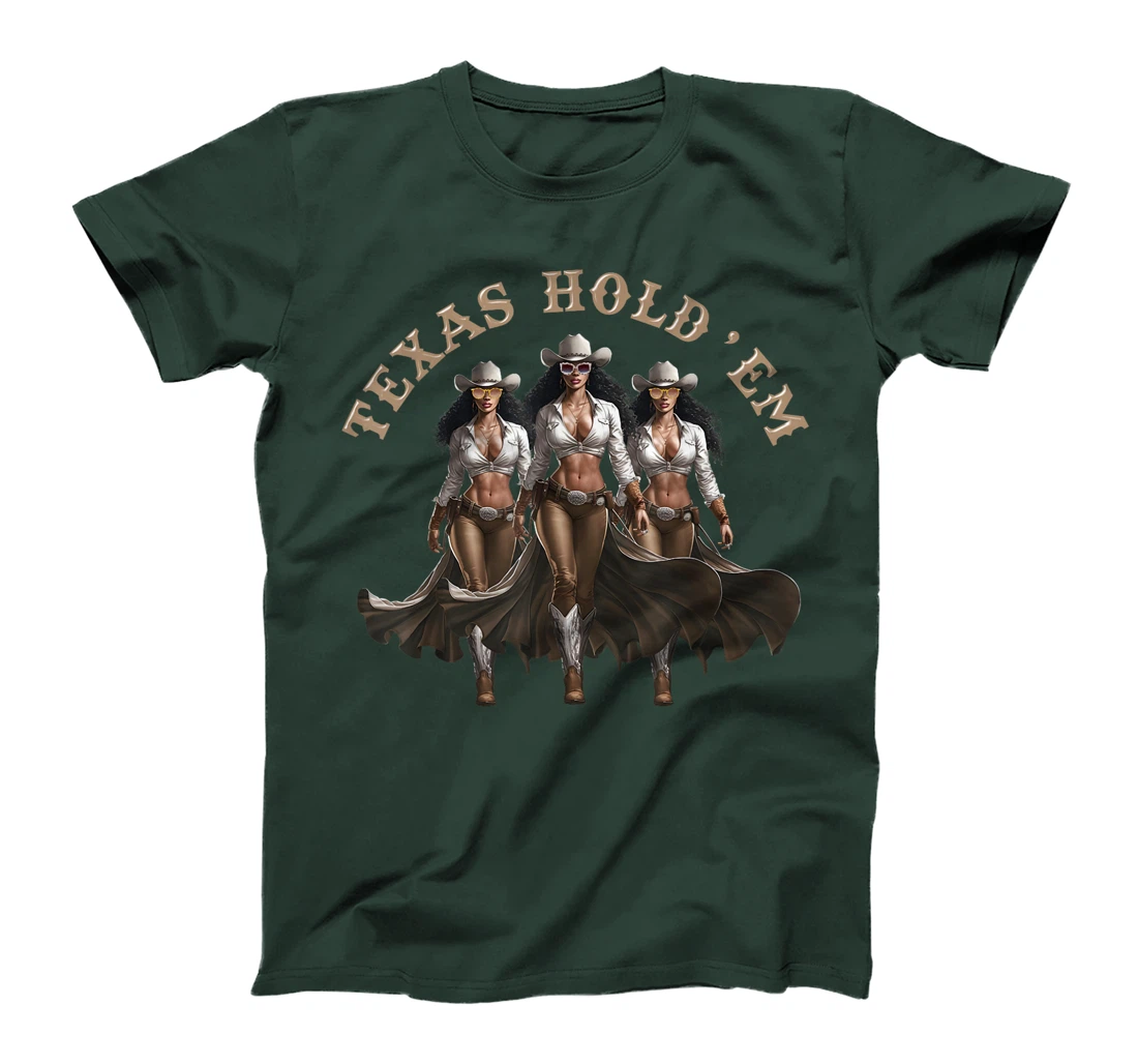 Texas Hold'em Melanin Cowgirl Howdy Western Rodeo Texas T-Shirt