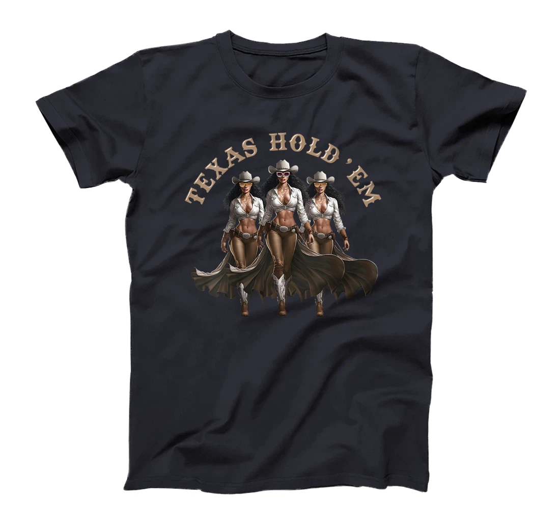 Womens Texas Hold'em Melanin Cowgirl Howdy Western Rodeo Texas T-Shirt