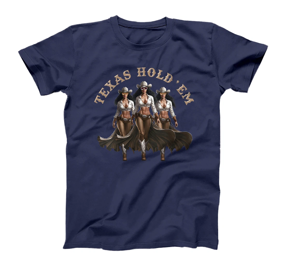 Womens Texas Hold'em Melanin Cowgirl Howdy Western Rodeo Texas T-Shirt
