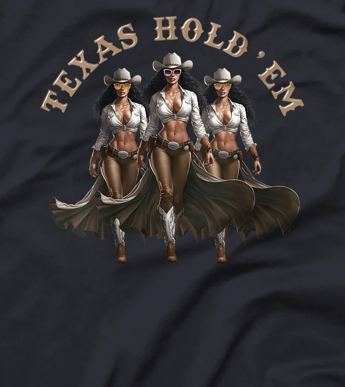 Womens Texas Hold'em Melanin Cowgirl Howdy Western Rodeo Texas T-Shirt