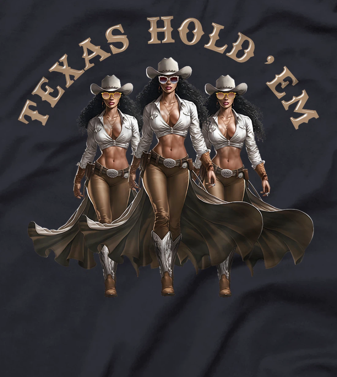 Texas Hold'em Melanin Cowgirl Howdy Western Rodeo Texas T-Shirt