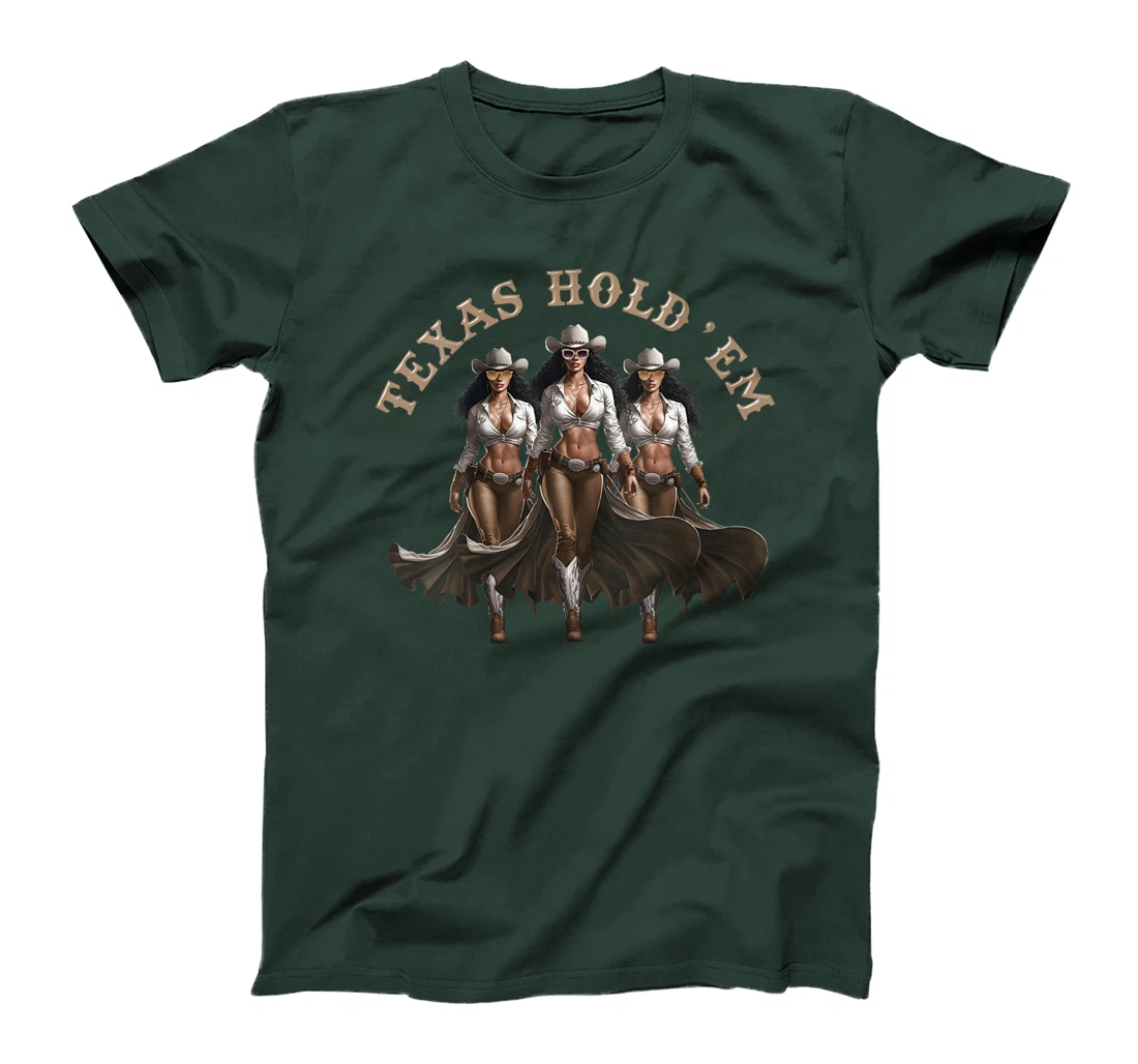 Womens Texas Hold'em Melanin Cowgirl Howdy Western Rodeo Texas T-Shirt