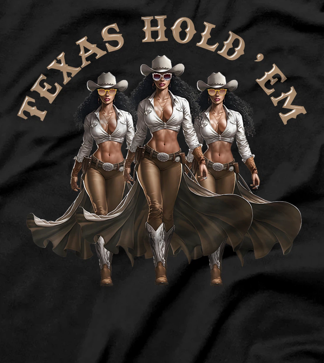 Texas Hold'em Melanin Cowgirl Howdy Western Rodeo Texas T-Shirt