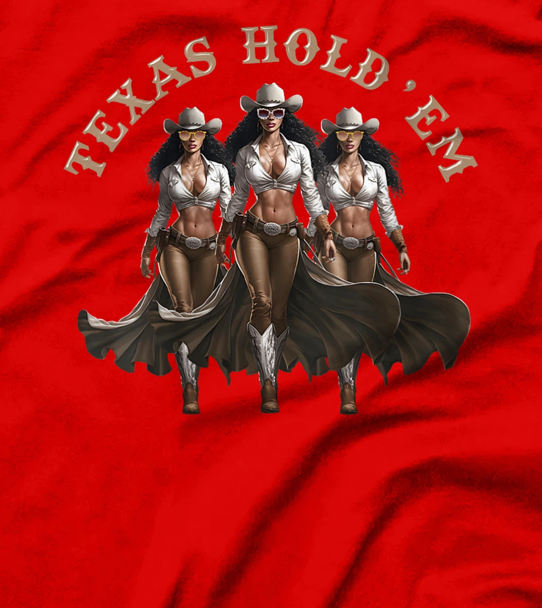 Womens Texas Hold'em Melanin Cowgirl Howdy Western Rodeo Texas T-Shirt