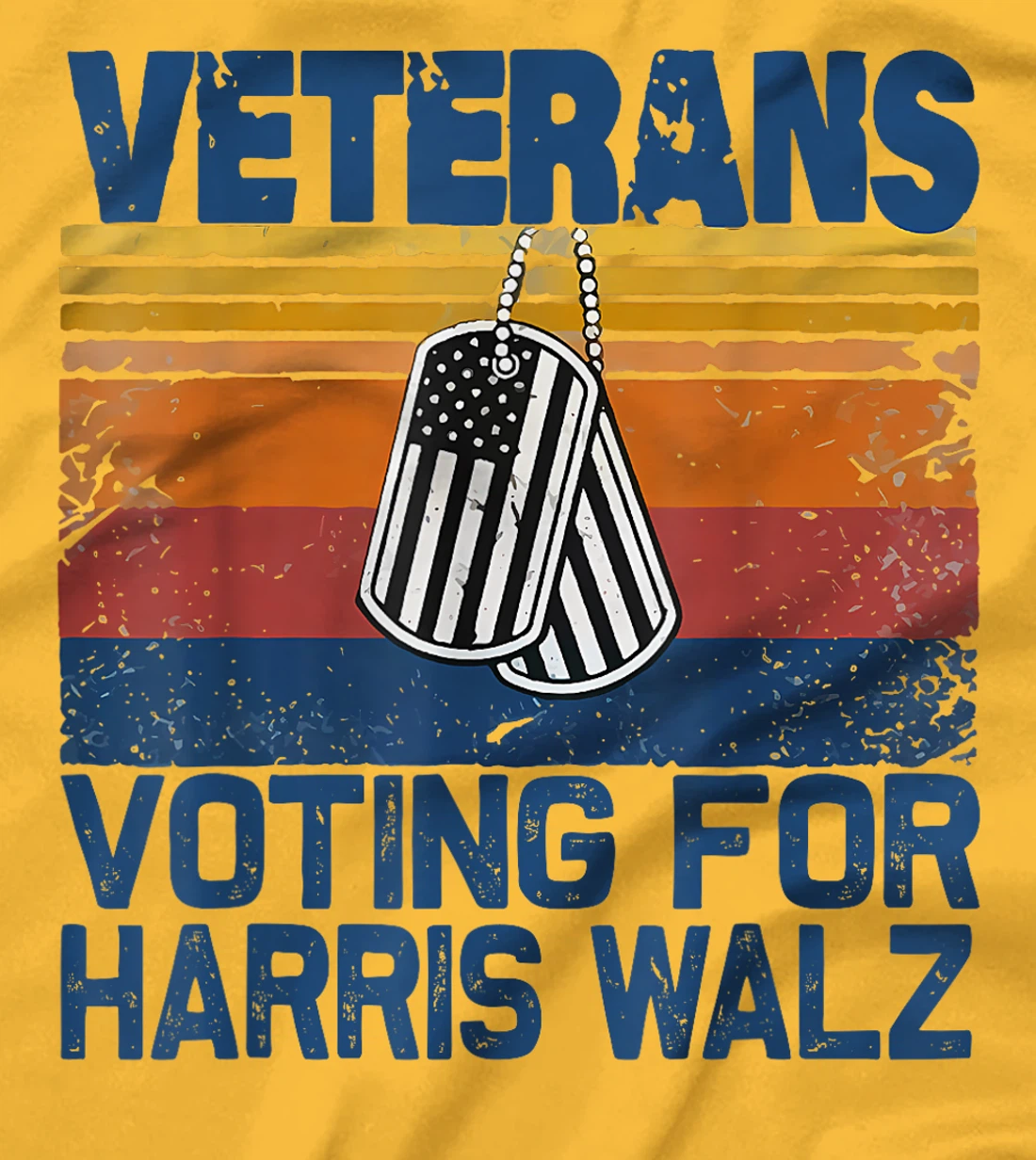 Retro Vintage Veterans Voting For Harris Walz Waltz 2024 T-Shirt