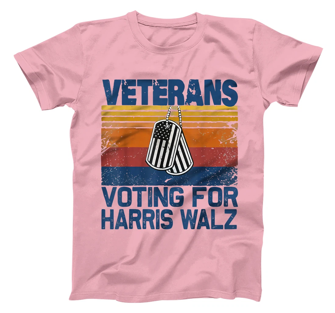 Retro Vintage Veterans Voting For Harris Walz Waltz 2024 T-Shirt