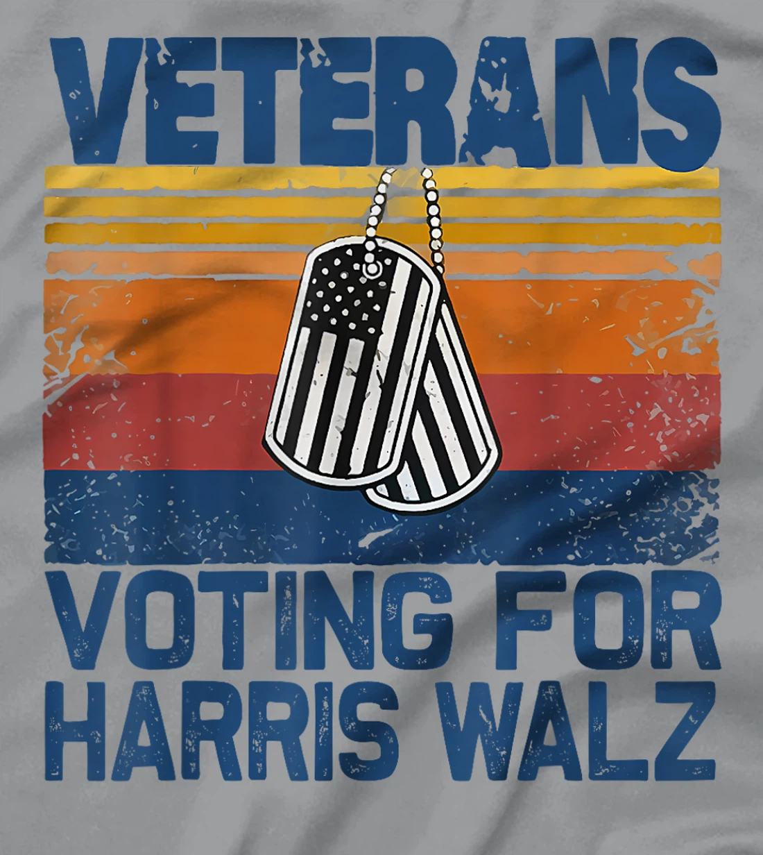 Retro Vintage Veterans Voting For Harris Walz Waltz 2024 T-Shirt