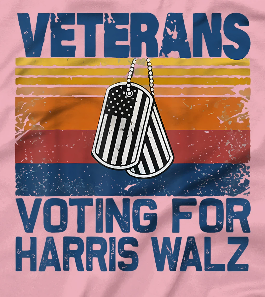 Retro Vintage Veterans Voting For Harris Walz Waltz 2024 T-Shirt
