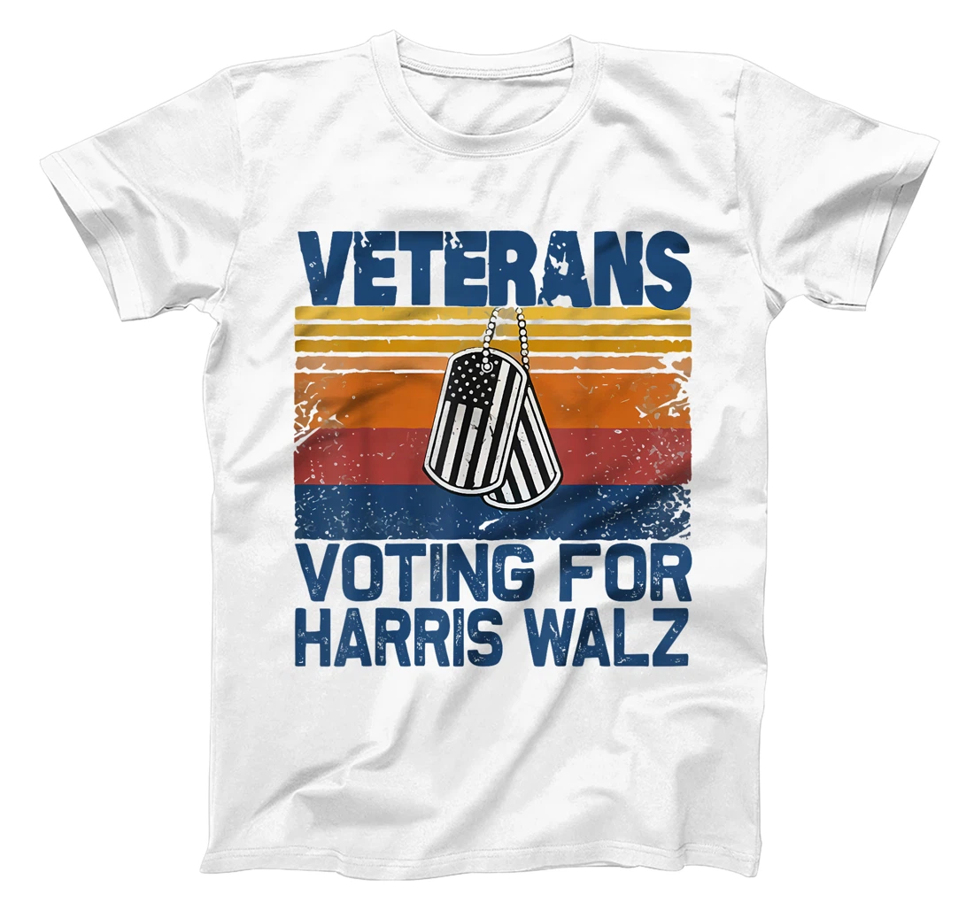 Retro Vintage Veterans Voting For Harris Walz Waltz 2024 T-Shirt