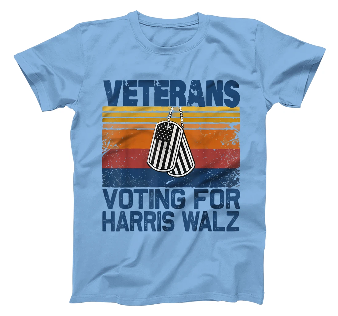 Retro Vintage Veterans Voting For Harris Walz Waltz 2024 T-Shirt